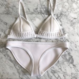 Triangl white chrochet bikini set